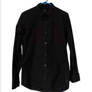 Armani Exchange Black Slim Button Dress Shirt Spring Summer 2016
